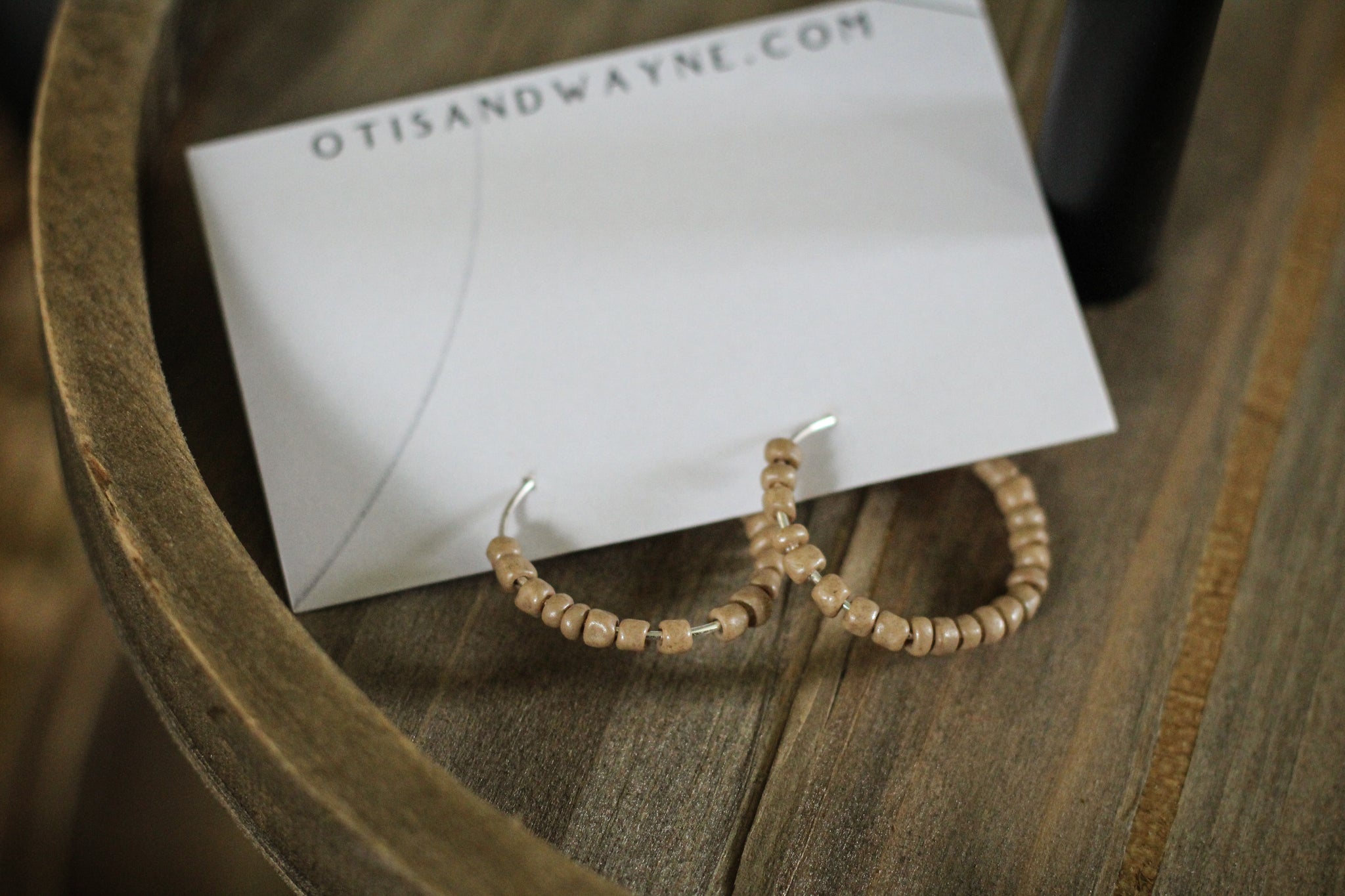 TAN BEAD HOOP